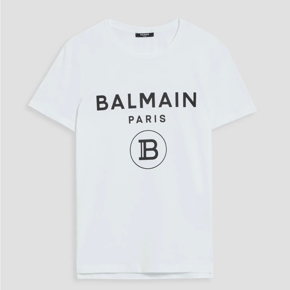 BALMAIN White Logo T-Shirt in Size XS Extra Small NWT